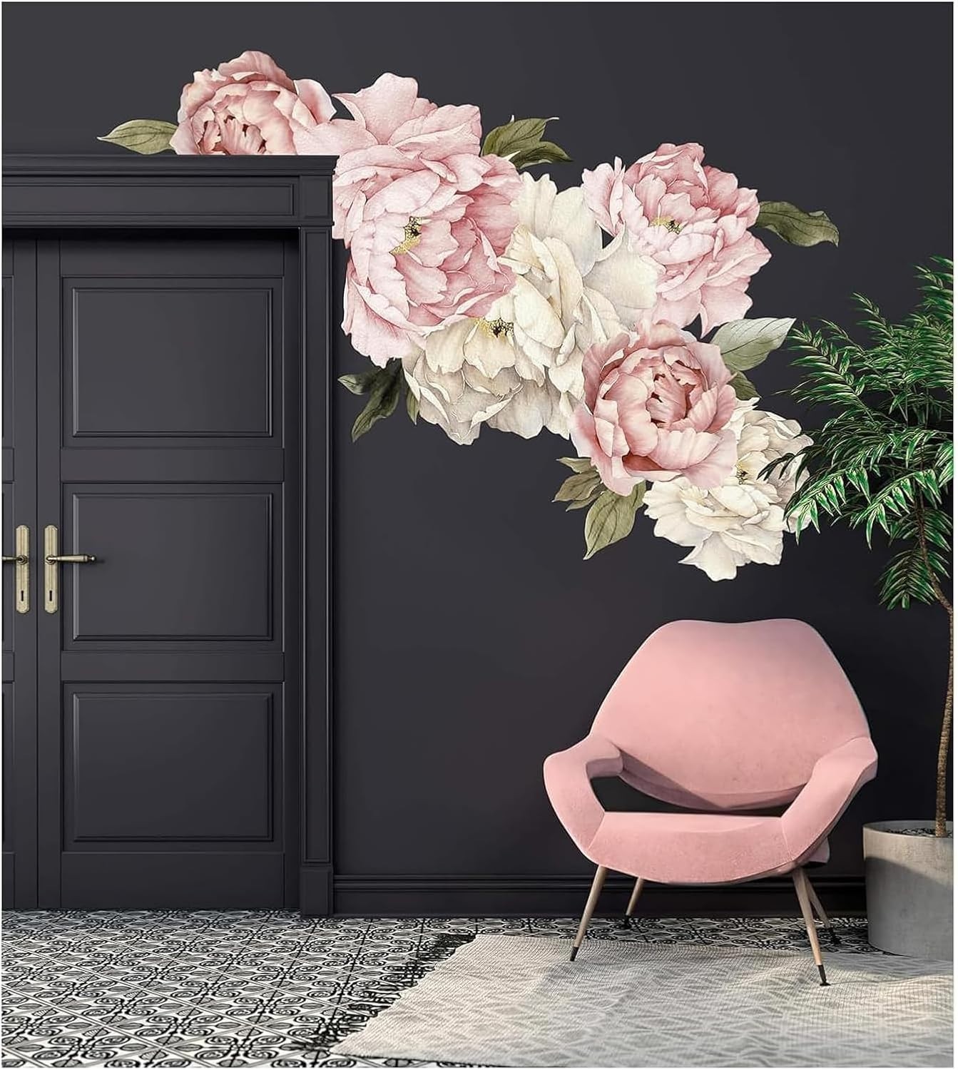 Large 67″ Floral Peonies Wall Sticker – Botanical Beauty for Indoor Spaces