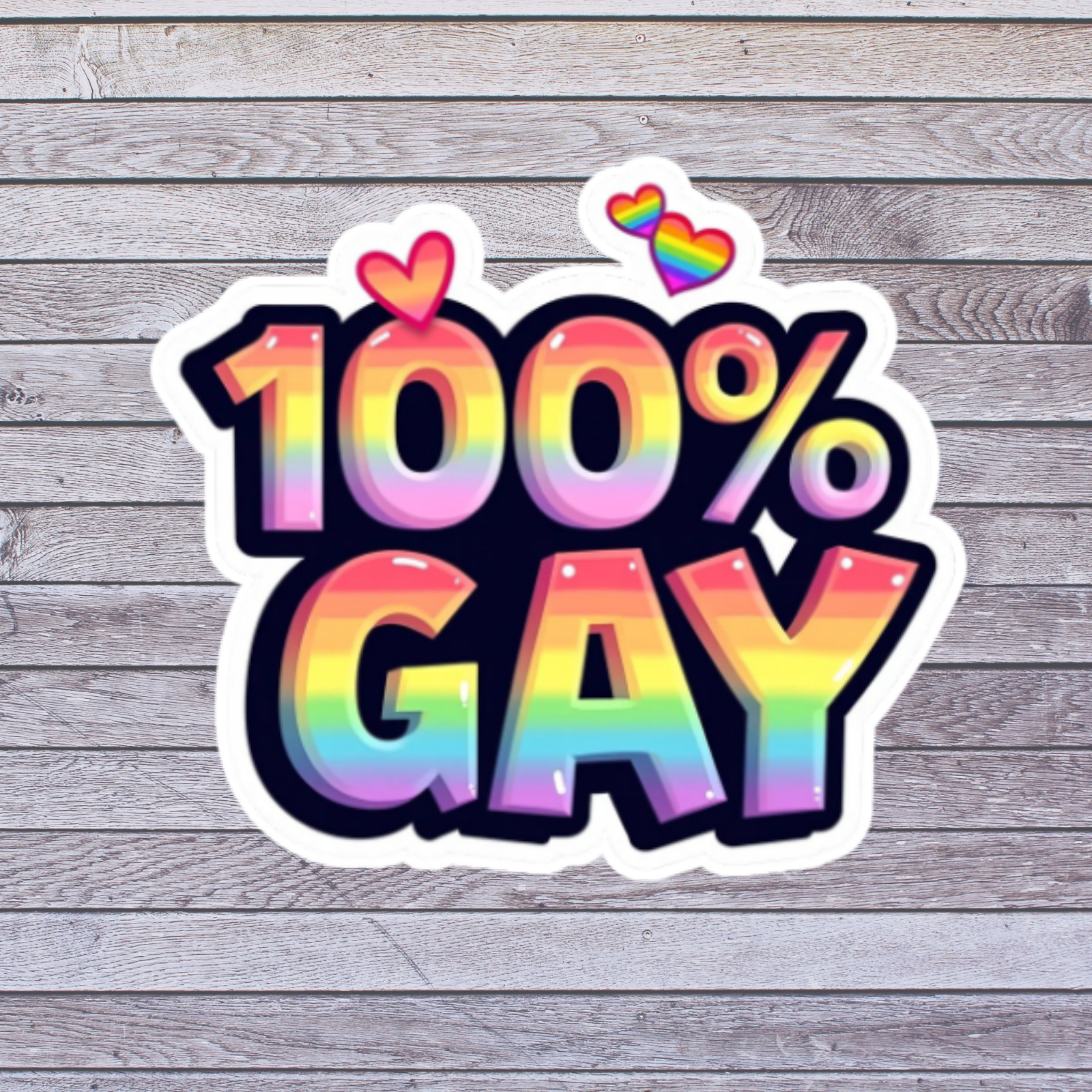 Gay Pride Sticker Vinyl Decal 100 Percent Gay Rainbow Bold LGBTQ Pride Love