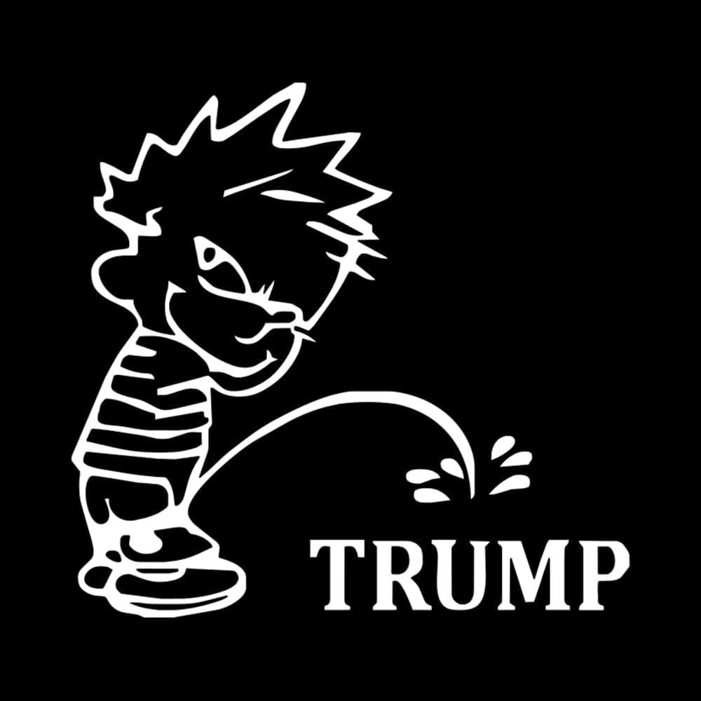 Funny Boy Peeing Political Humor Vinyl Car Decal Sticker 6″ x 5.75″ White