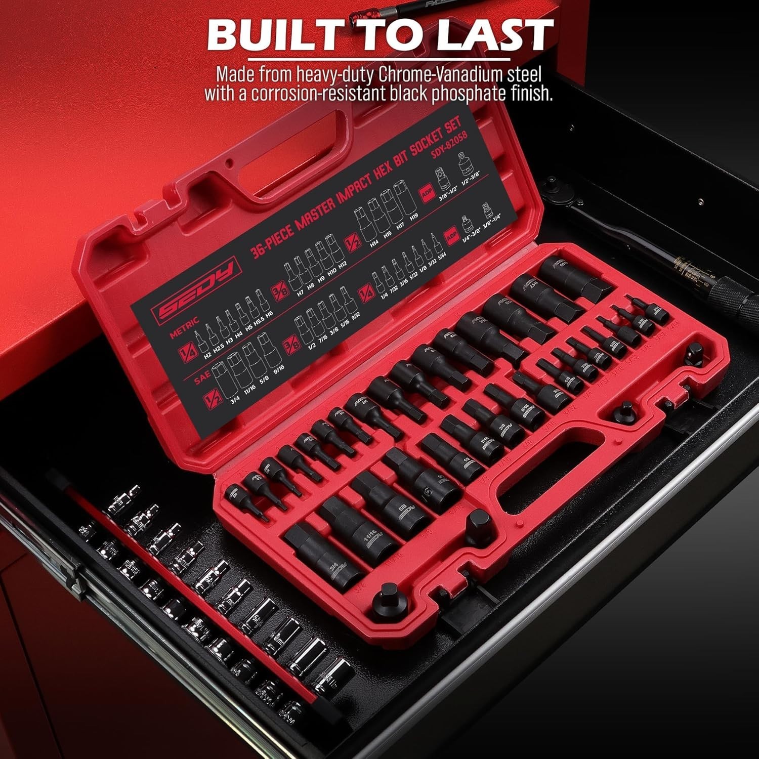 Durable 36-Piece Allen Impact Socket Set – Complete with Storage Case & Adapters