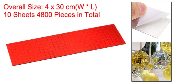 10 Sheet 4800Set 5x5mm Self Adhesive Mirror Mosaic Tiles Sticker Red