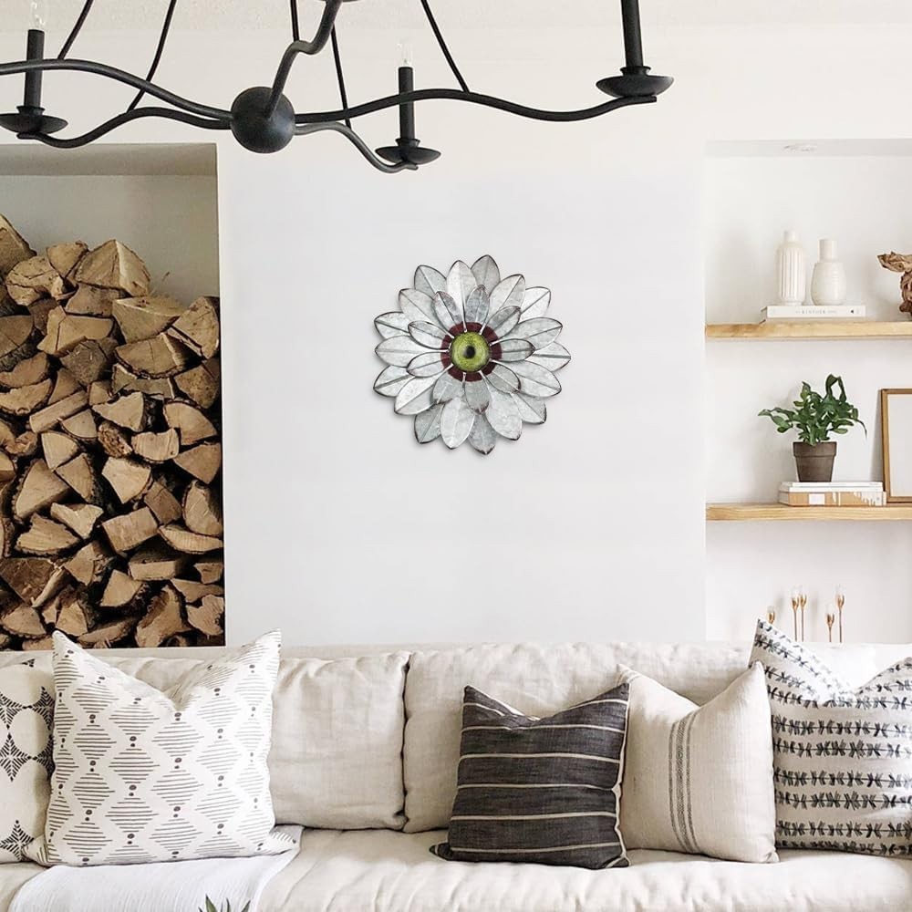 Hand-Painted 11” Boho Metal Flower Wall Art – Perfect for Rustic Decor Lovers