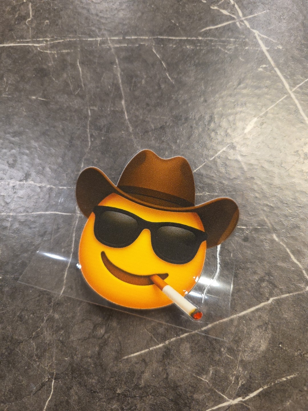 Cowboys Smiley Face Emoji Smoking UVDTF Raised Decal Sticker Waterproof Color