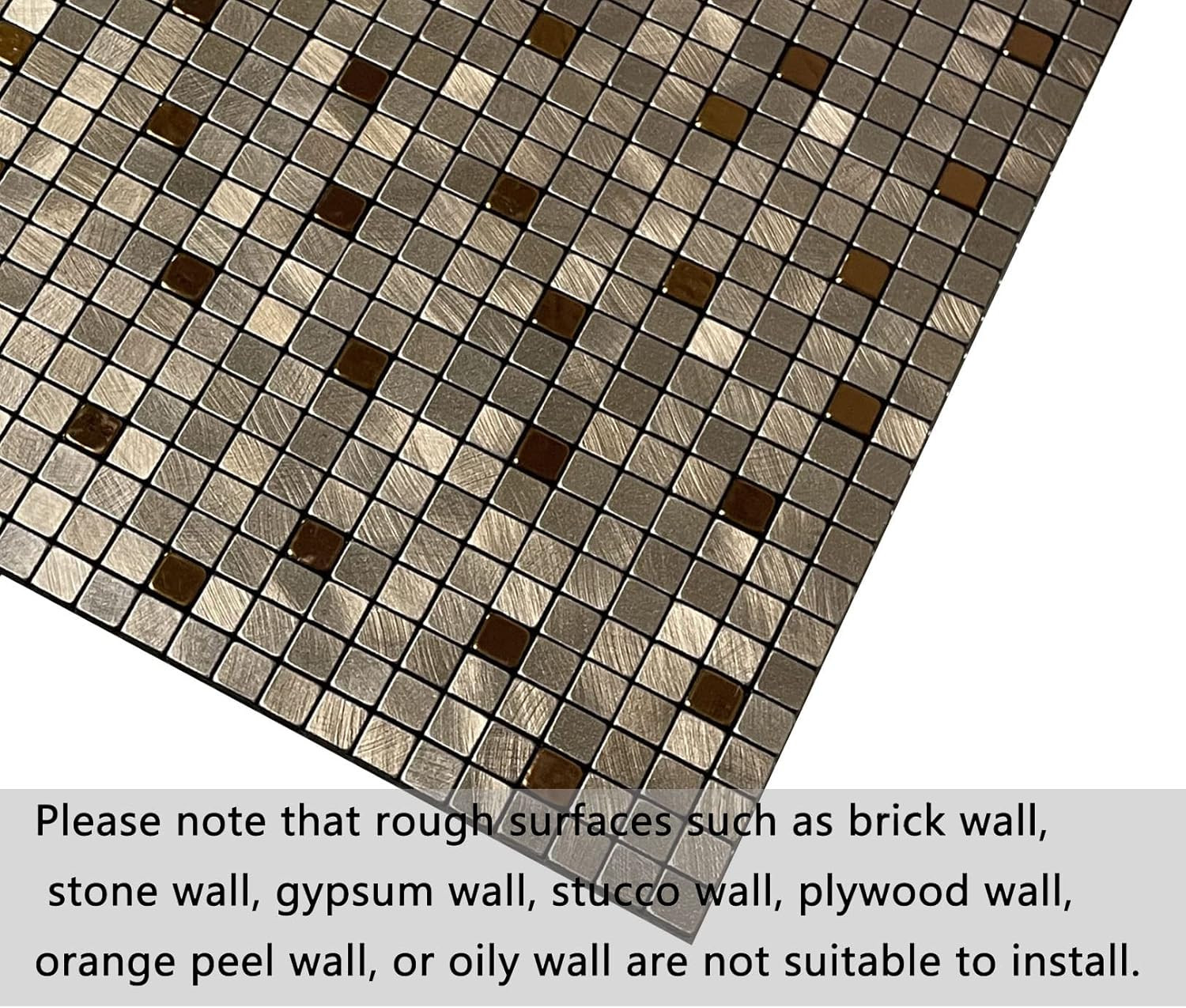 10-Piece 3D Bronze Aluminum Peel and Stick Kitchen Backsplash Tile Set