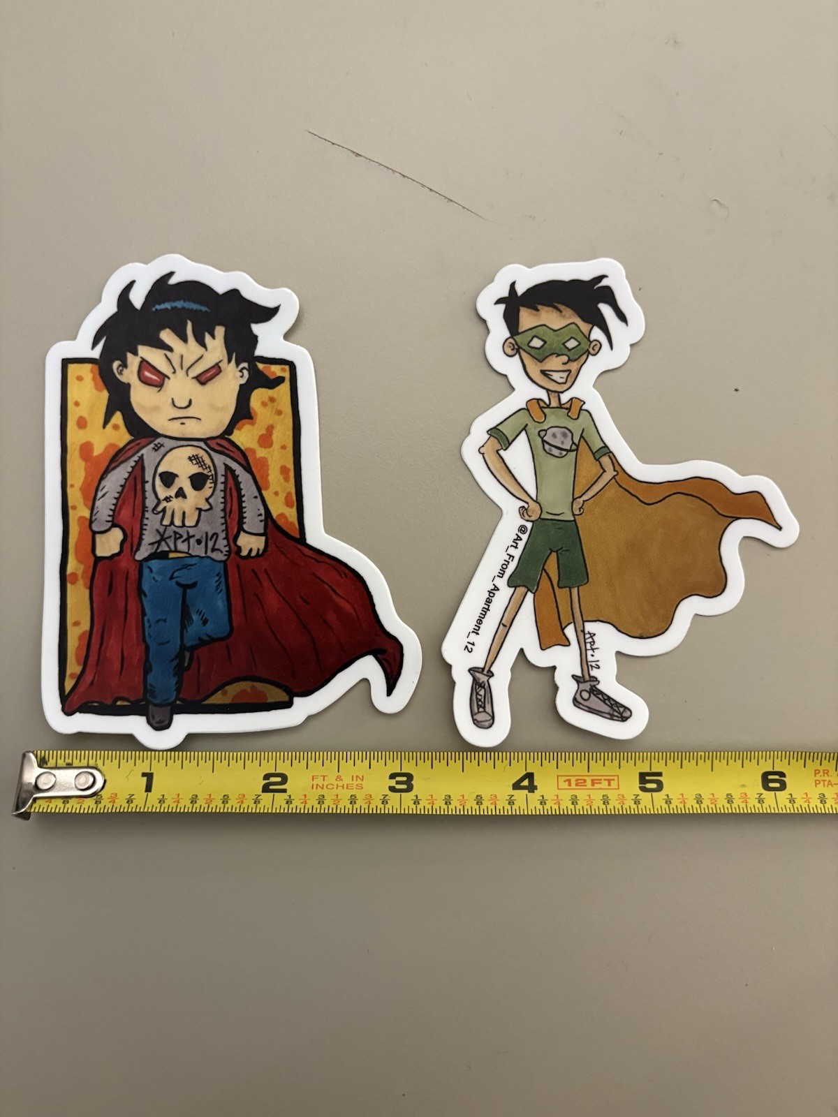 2 Pc – Super Hero Cosplay Kid (4inch Lg Sticker Decal Dishwasher Safe) Comic Art