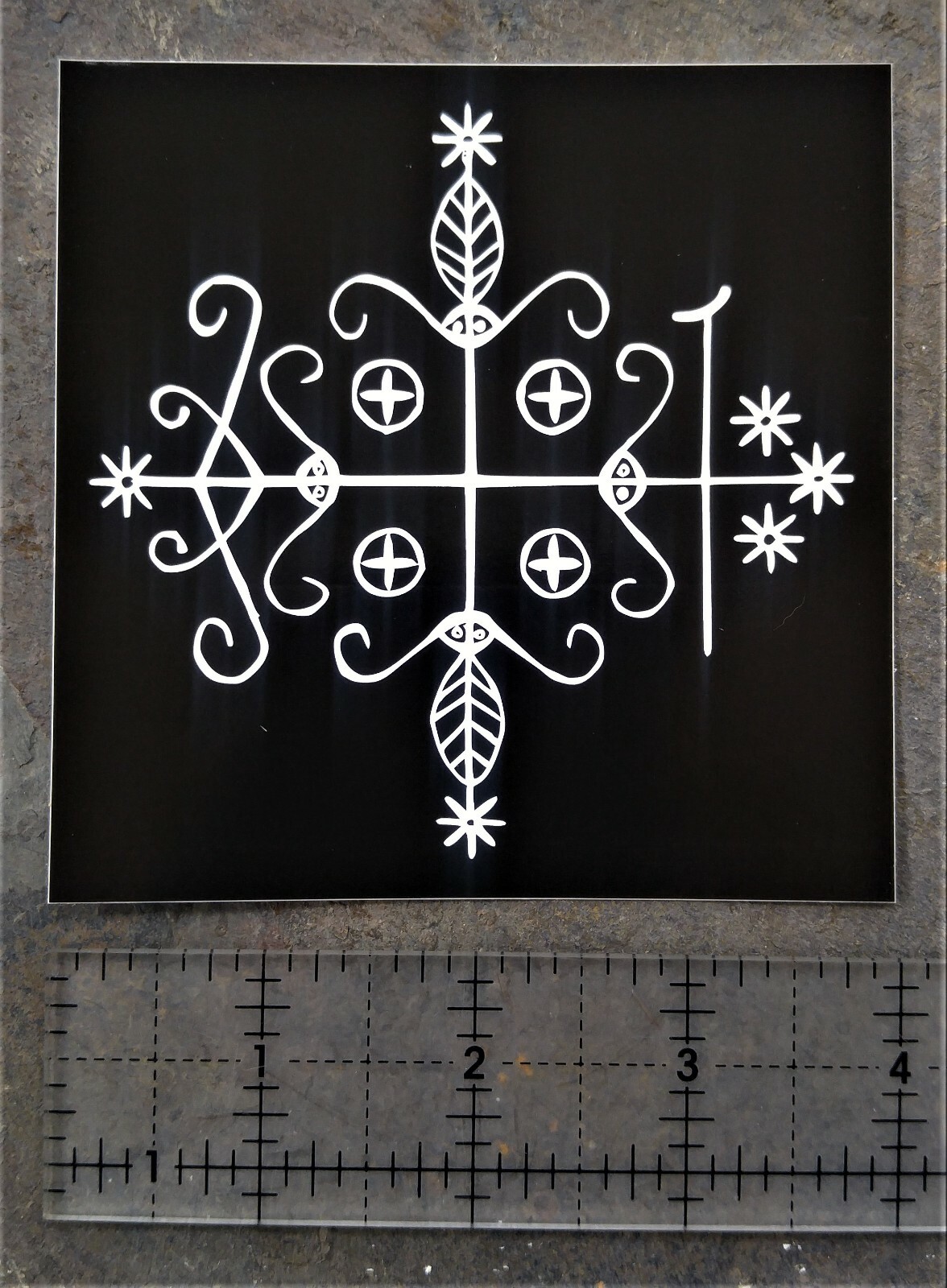 4×4″ Papa Legba Voodoo Veve VINYL Sticker – Pentagram Occult Gothic Bumper Car