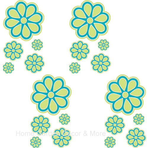 FLIRT Blue Green Daisy Flower Floral Wall Appliques Decals Stickers Border