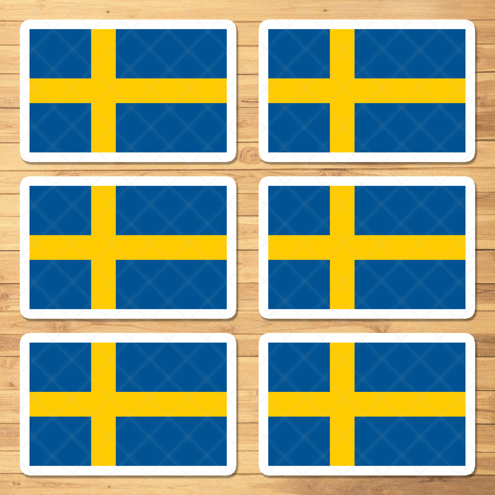 Swedish Flag Stickers – 6 Pack for Cars, Laptops , Water Bottle -Sweden Flag