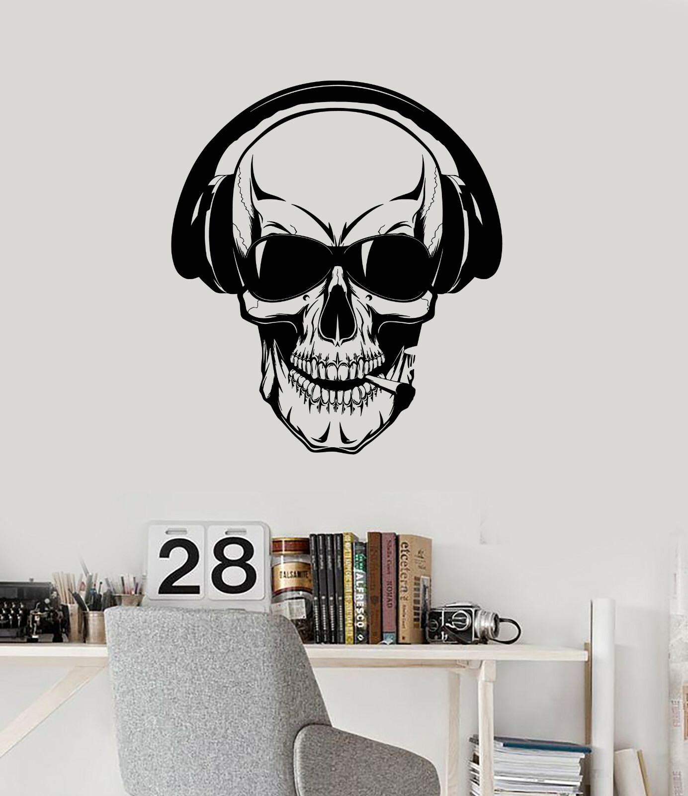Vinyl Wall Decal Skull Headphones Cigarette Teenage Room Stickers Mural (ig5196)