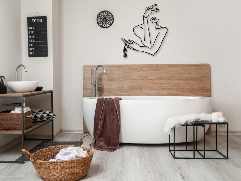 Minimalist Female Line Art Decor, Metal Wall , Bedroom Wall Housewarming Gift,