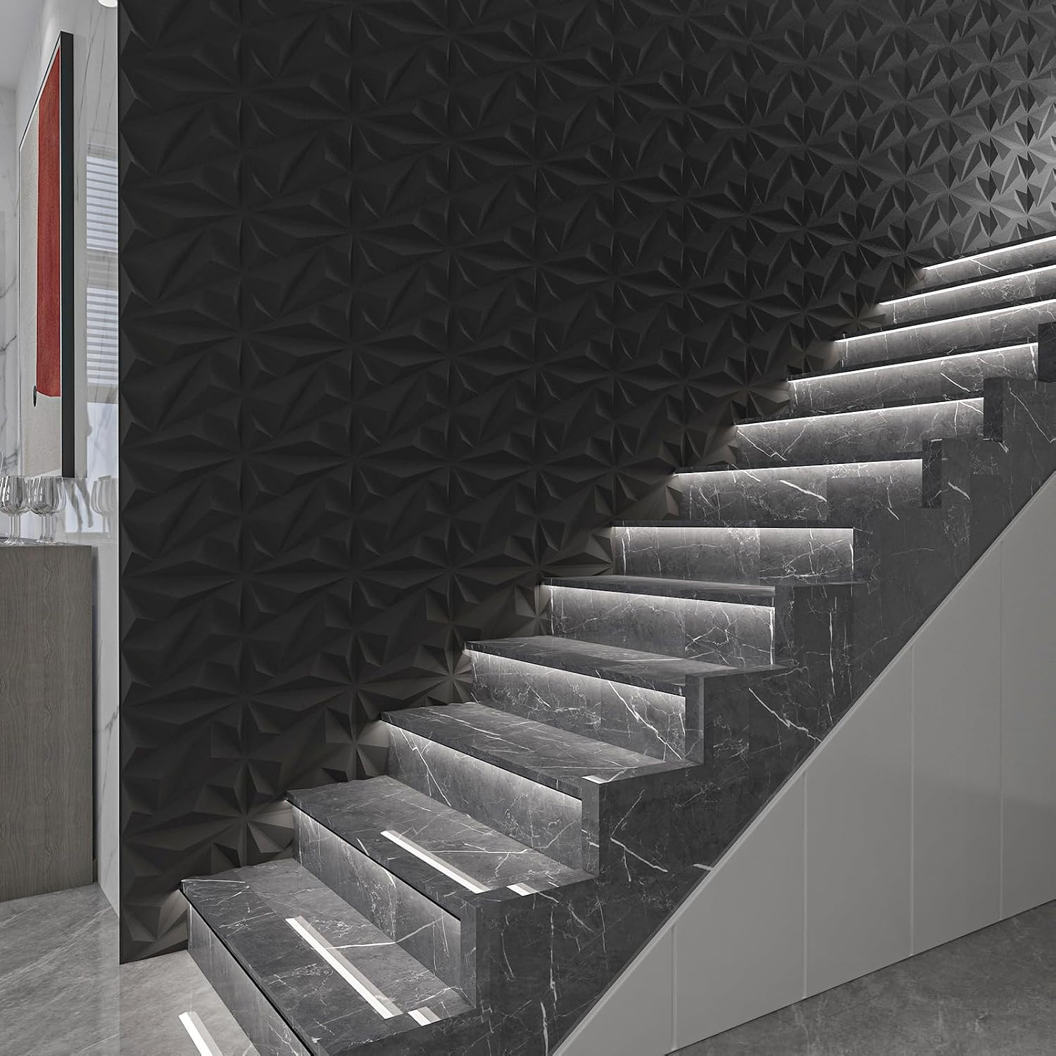 Art3Dwallpanels 33 Pack 3D Wall Panel Diamond for Interior Wall Décor, PVC Flowe