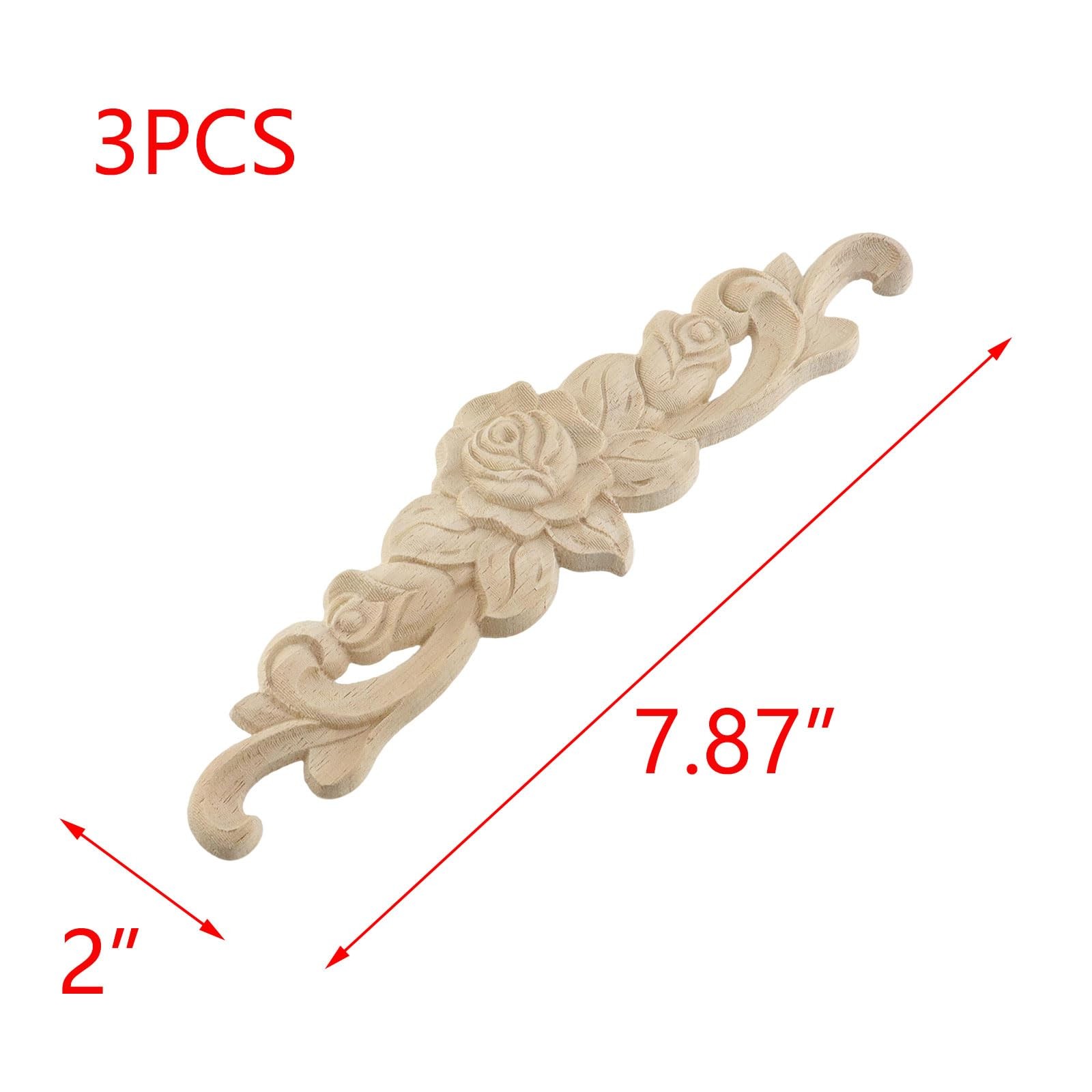 Wood Carving Decal Rose Wood Appliques Furniture Cabinet Decoration Onlay Appliq