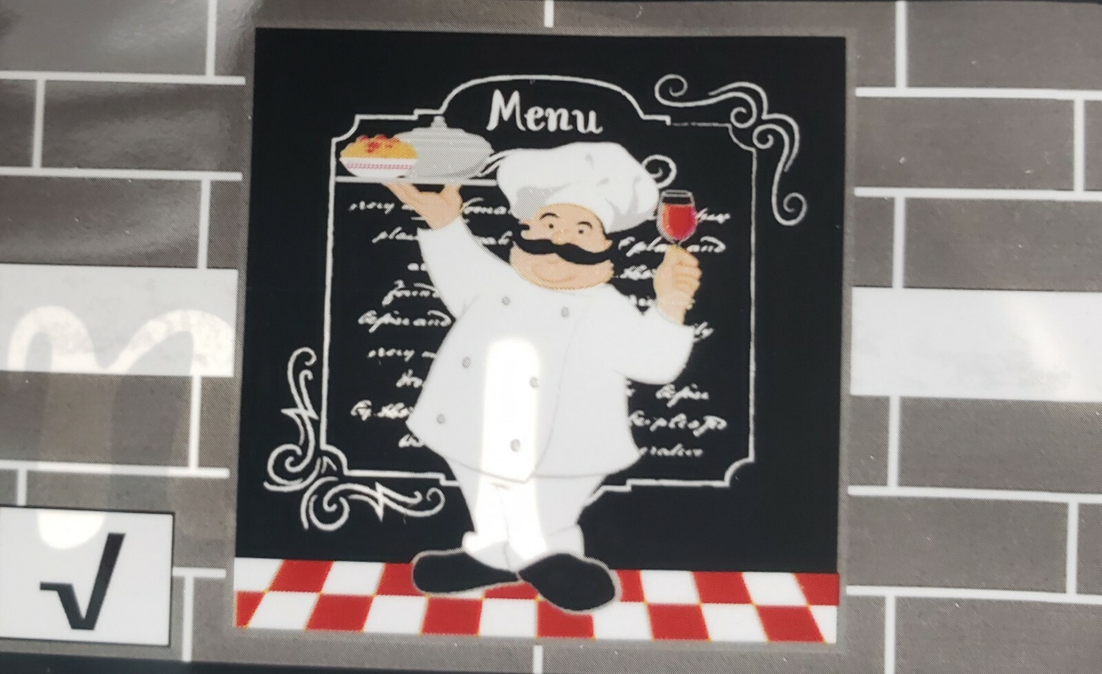 KITCHEN STOVE BACKSPLASH STICKER / WALL DECALl (30″x18″) FAT CHEF, GR