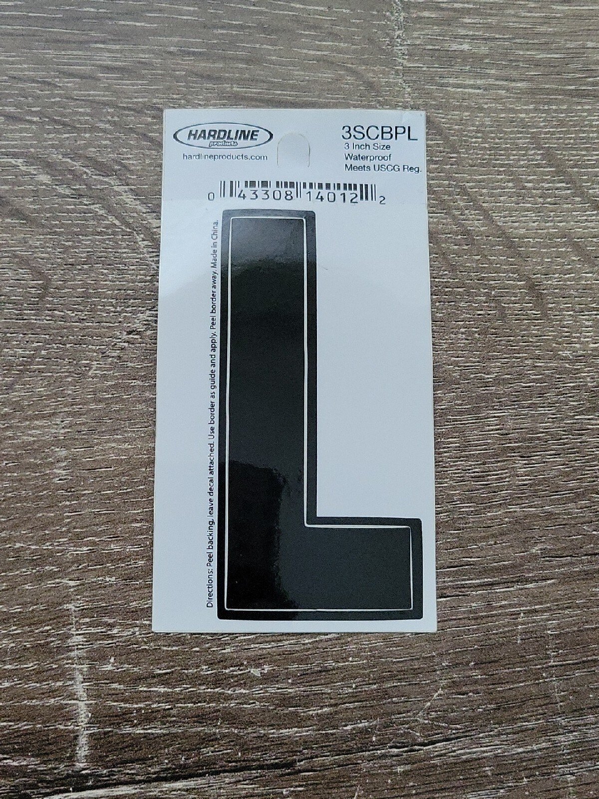Hardline Self Adhesive Letter L Glossy Black 3″ Super Stick, Waterproof. 3SCBPL