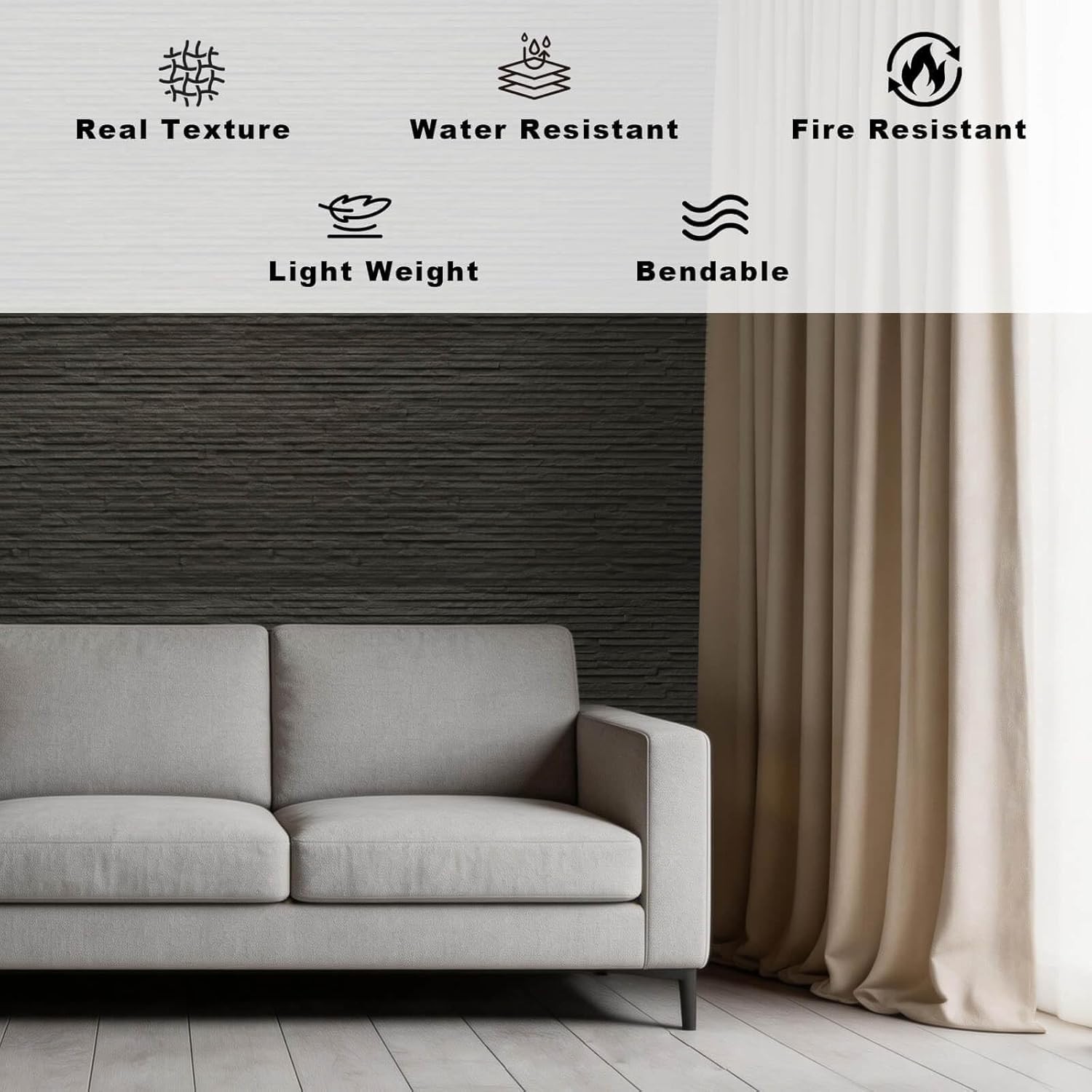Versatile 3D Faux Stone Wall Panel Sample – Easy Peel and Stick Installation