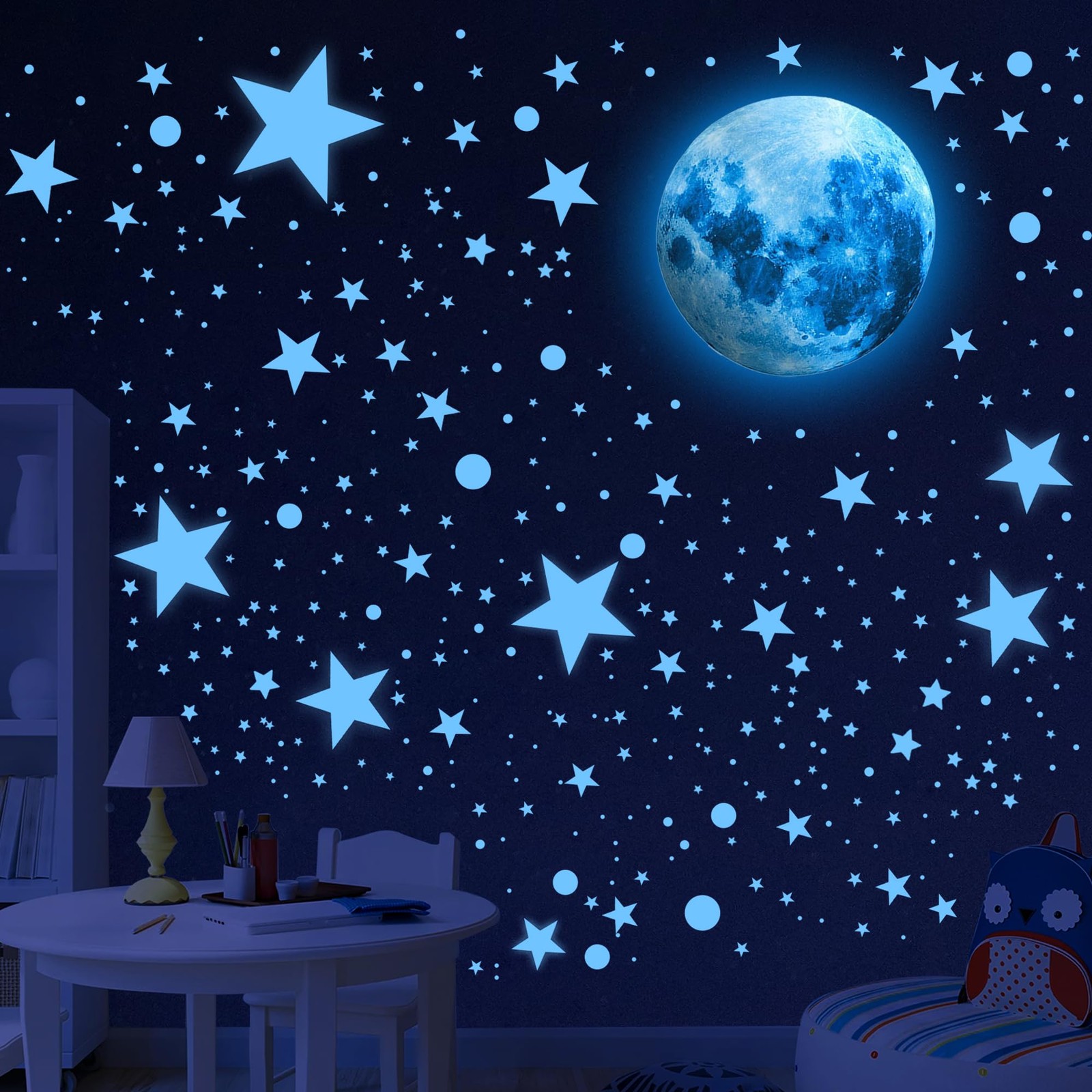 492 Glow in The Dark Stars Moon Space Galaxy Universe Planet Wall Decals – B…