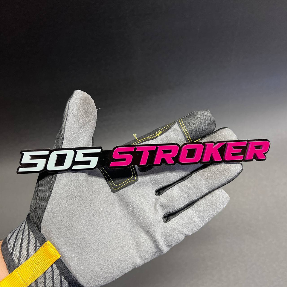 1X 505 stroker Custom 3D Car Fender Emblem Acrylic Badge Gray / PINK/ black