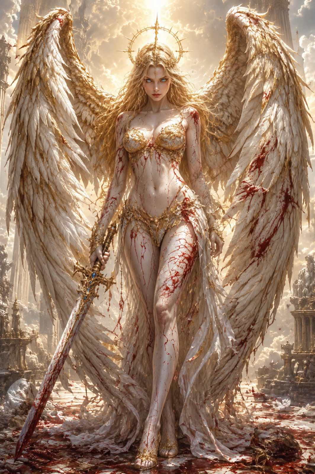 Dark Fallen Angel Warrior Sticker | Gothic Fantasy Black Winged Angel Decal