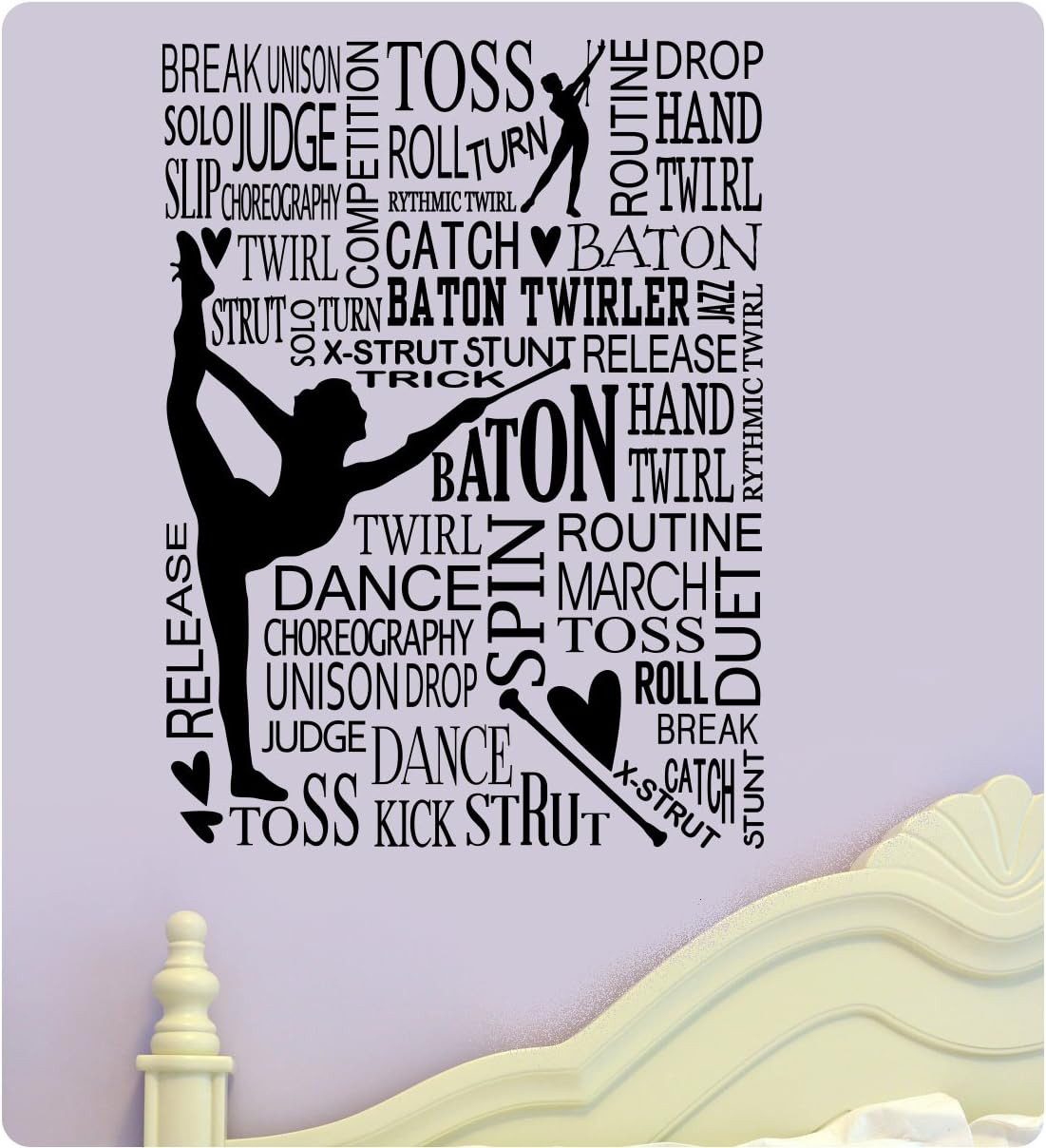 30″ Baton Twirler Band Silhouette Dance Collage School Music Wall Decal Sticker