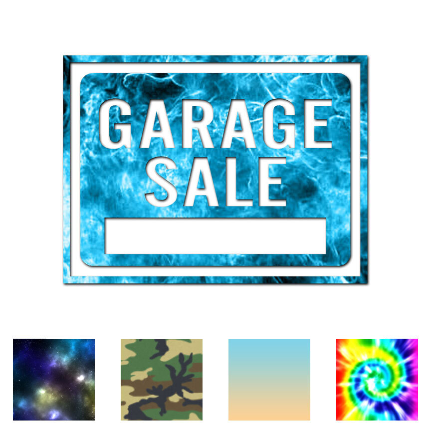 Garage Sale Business Sign – Decal Sticker – Multiple Patterns & Sizes – ebn4005