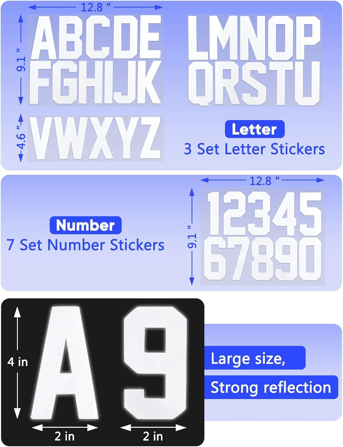 Seloom 148 PCS Reflective Mailbox Numbers and Letters Stickers Decals,4″ X 7 Set