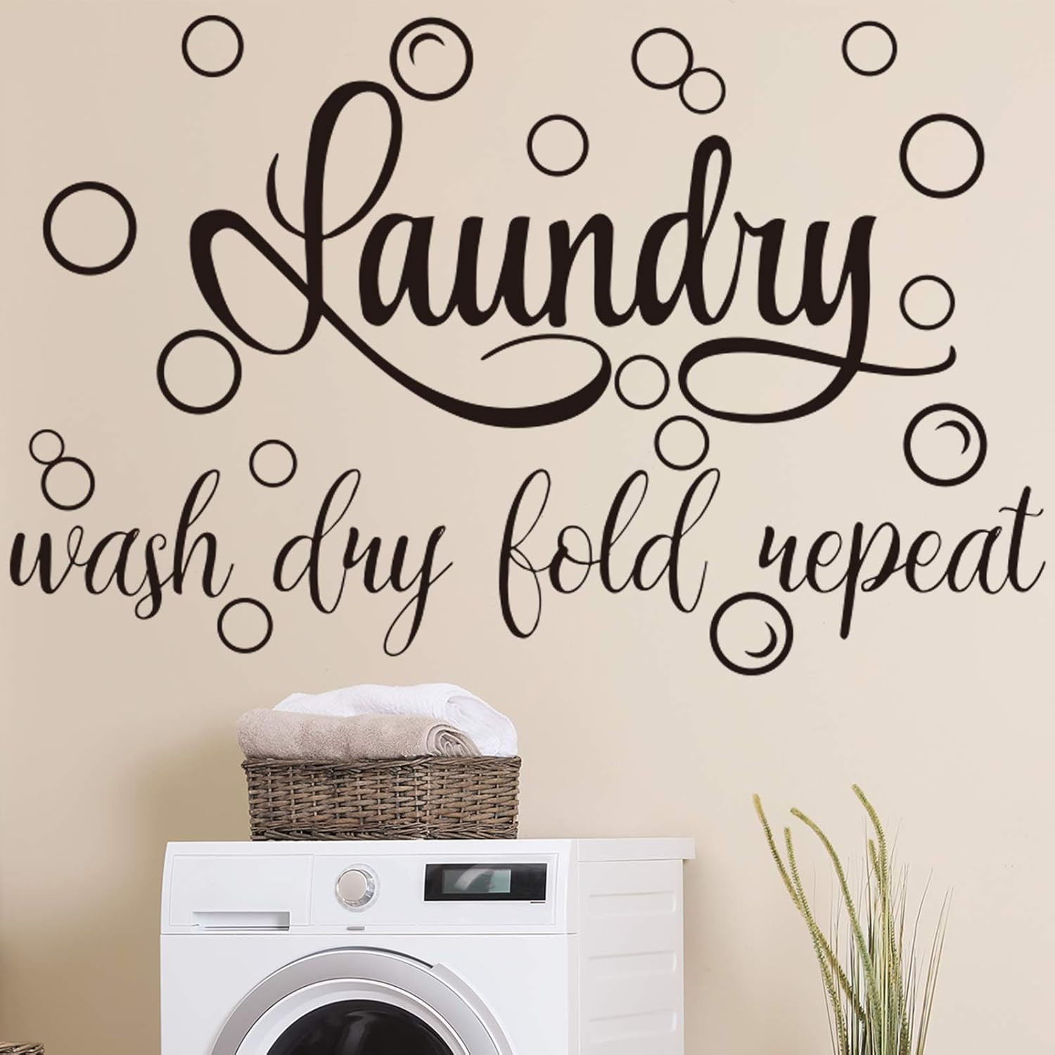 Zonon Laundry Room Decals Decor Stickers 19.7 x 30.7 Inch, Black