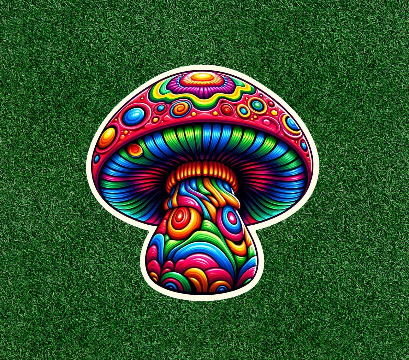 Colorful psychedelic mushroom vinyl sticker decal – several sizes available