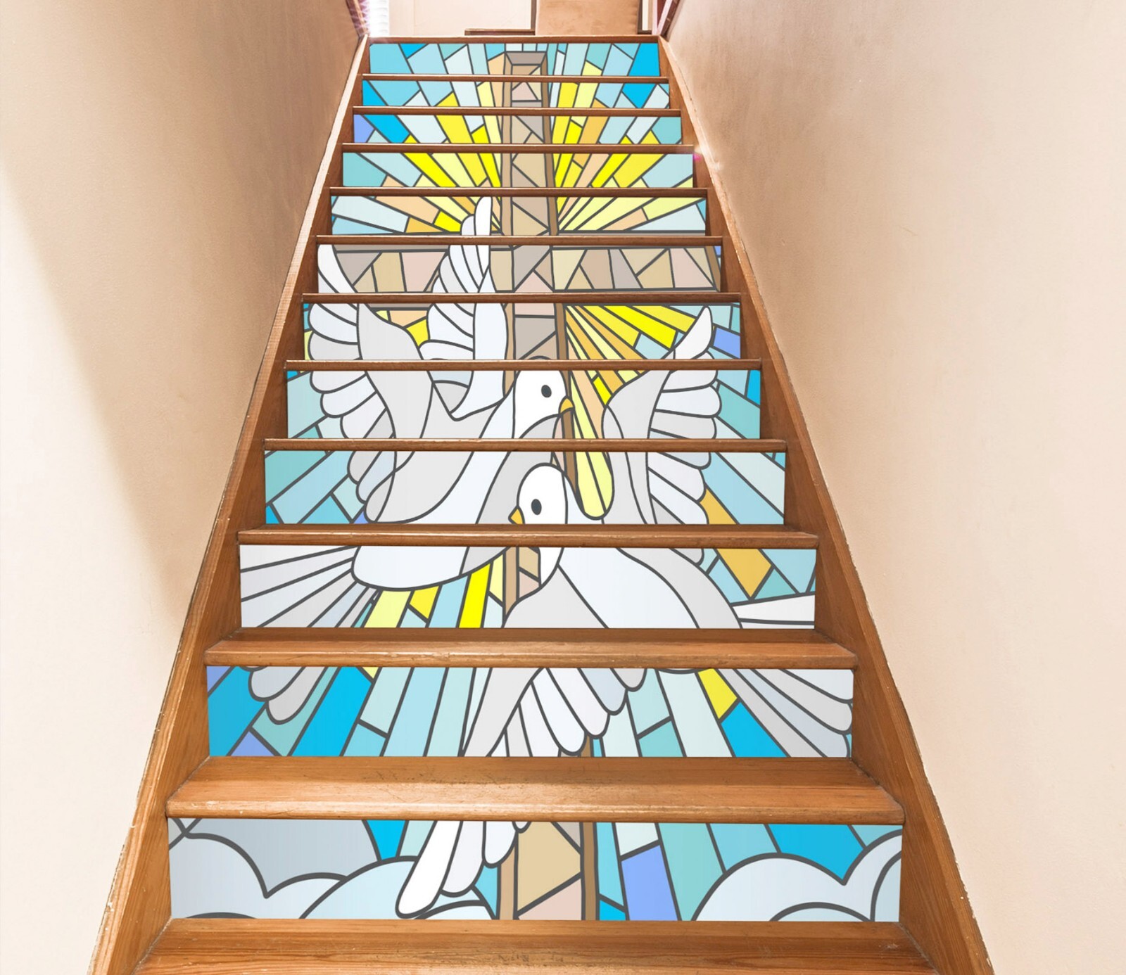 3D White Pigeon AZ470 Stair Risers Decoration Mural Vinyl Wallpaper Kay