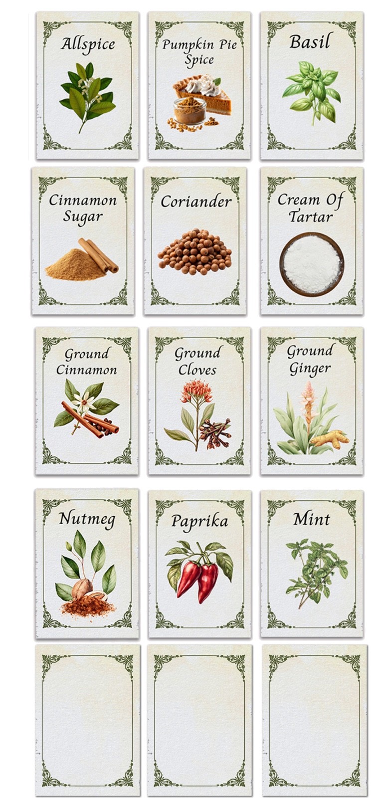 Labels For Your Spice Jars – Set Of 24 Vintage look Colorful Labels