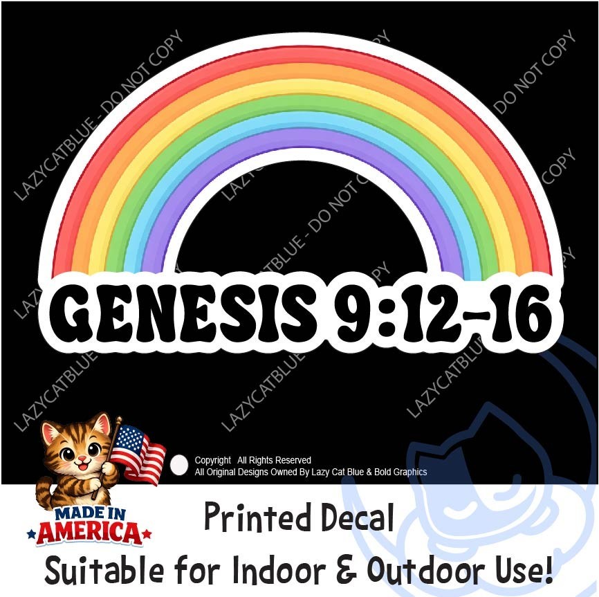 Genesis 9:12-16 Decal Sticker Rainbow Religious Meaning Bible Verse Quote God