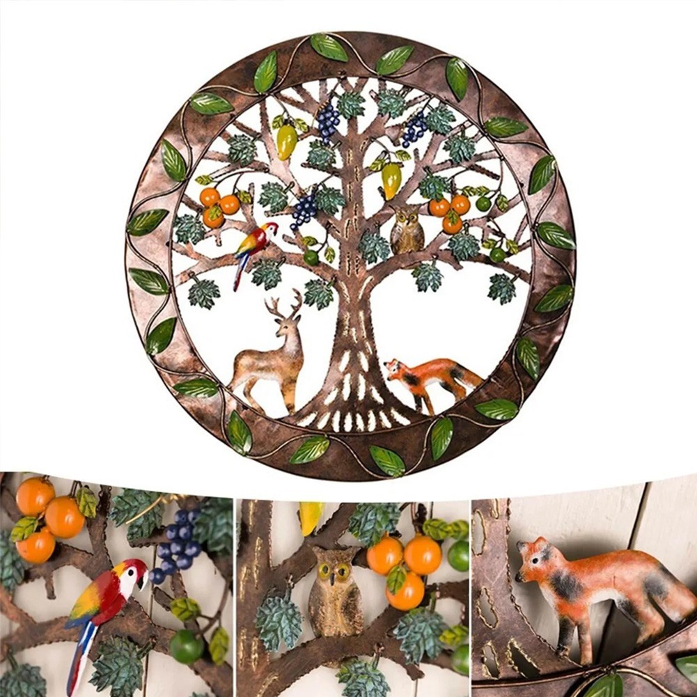 Lively Outdoor Indoor Tree Metal Wall Art Decor Vibrant Hanging Design