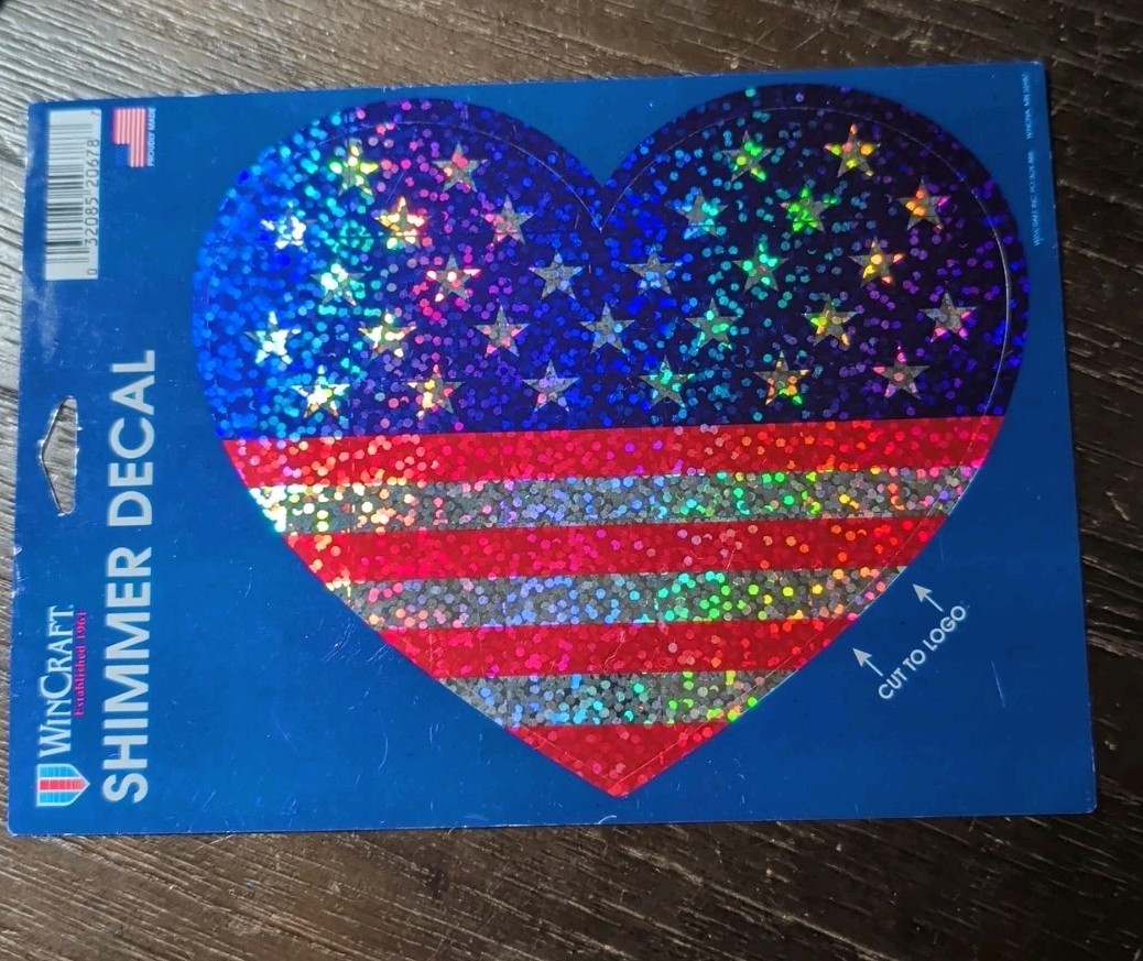 Wincraft 5 1/2″ Shimmer Decal United States Red/White/Blue Heart NEW