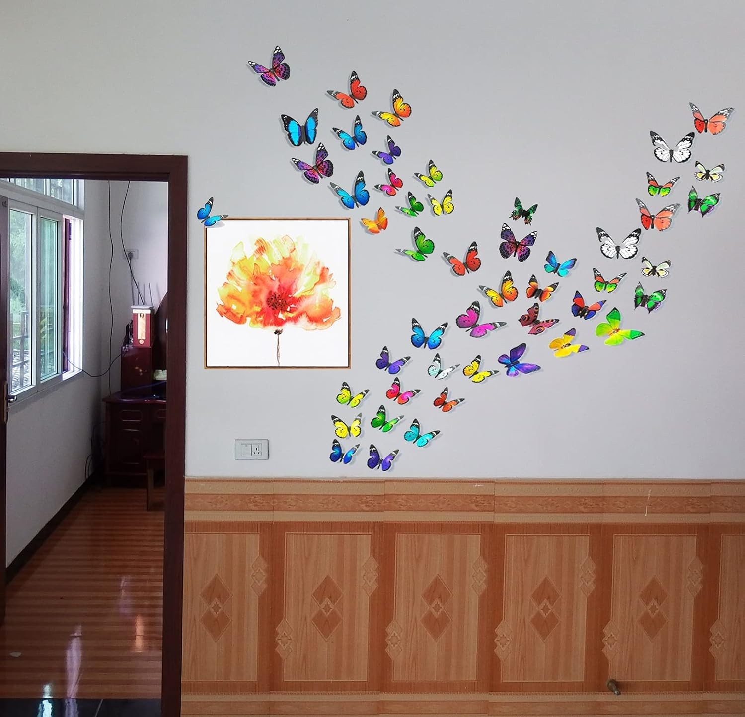 Realistic 80 PC Butterfly Wall Decor – Waterproof & Fade Resistant Elegance