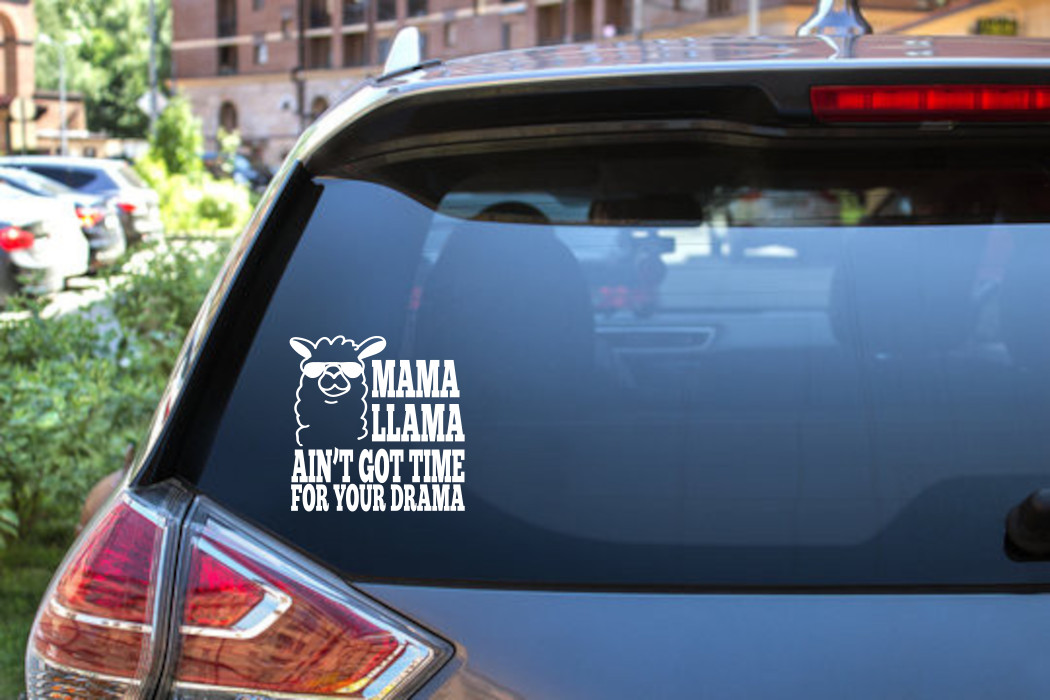 Mama Llama Decal: No Time for Drama Sticker – Fun & Sassy Decor! – 6514