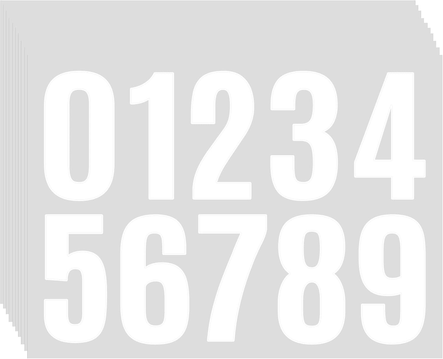 10 Sheets White Address Number Stickers 1.5 Inch 0-9, Self Adhesive Vinyl Decals
