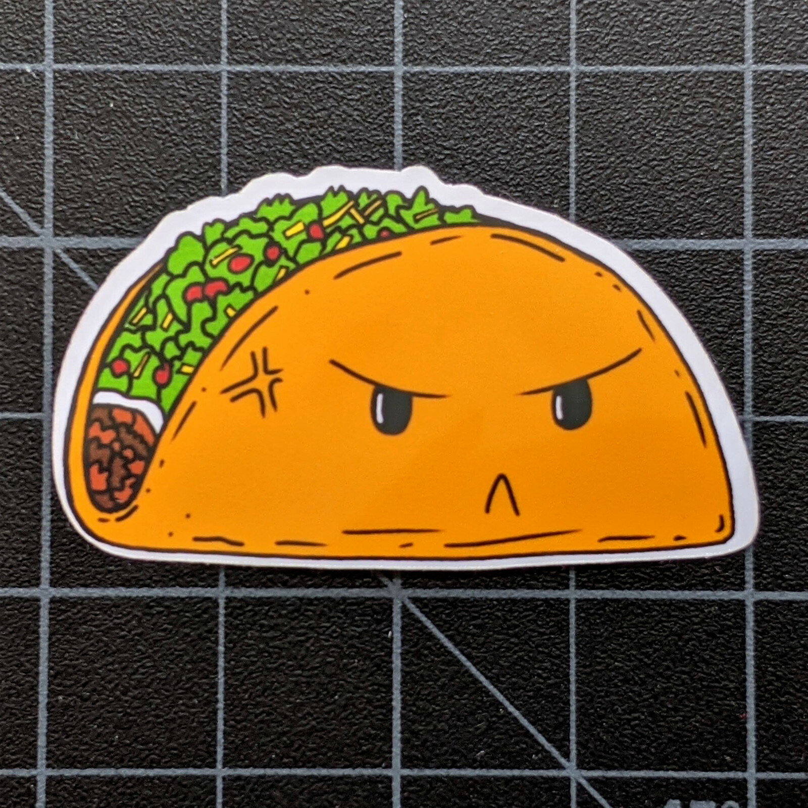 Angry Taco Vinyl Sticker – Laptop Sticker Vinyl Decal 2″ Wide