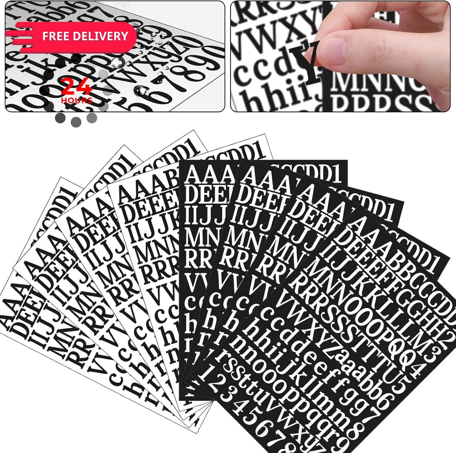WNYT 1210 Pieces10 Sheets Letter Stickers Self-Adhesive Vinyl White