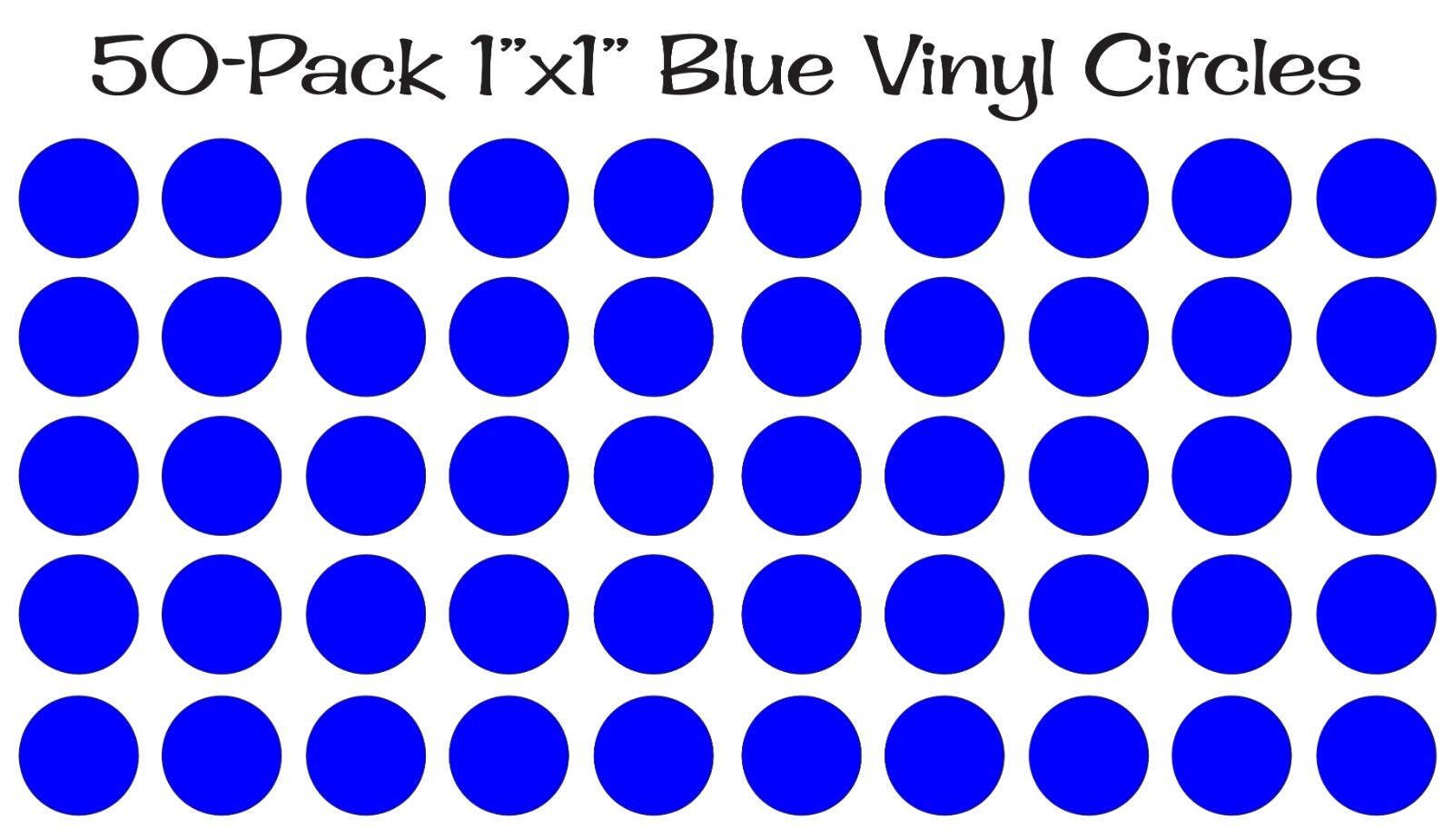 50 pack – 1″x1″ Round Blue Vinyl Stickers / Decals Circles Polka Dots Die Cut