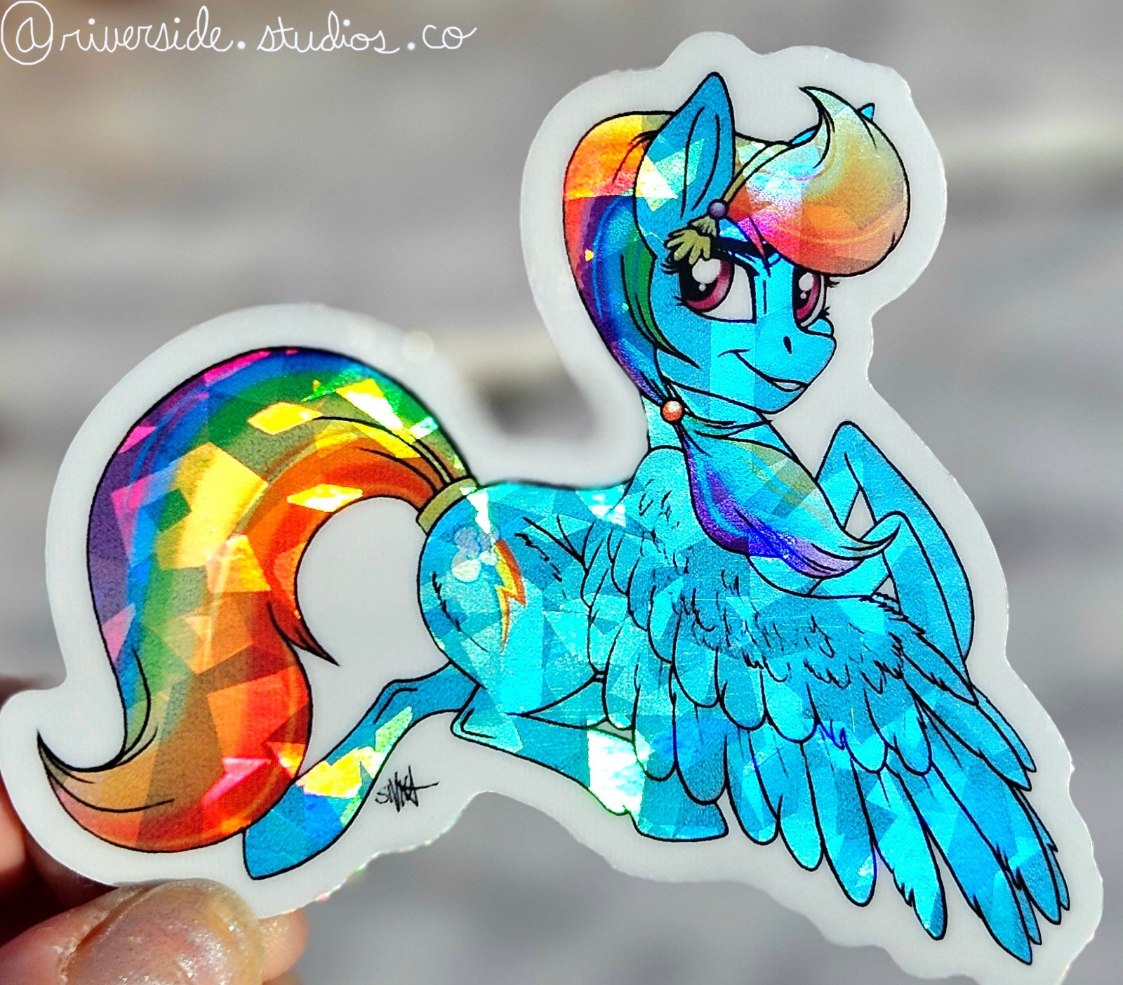 Crystal Rainbow Dash Vinyl Holo Sticker 3″ Original Art My Little Pony