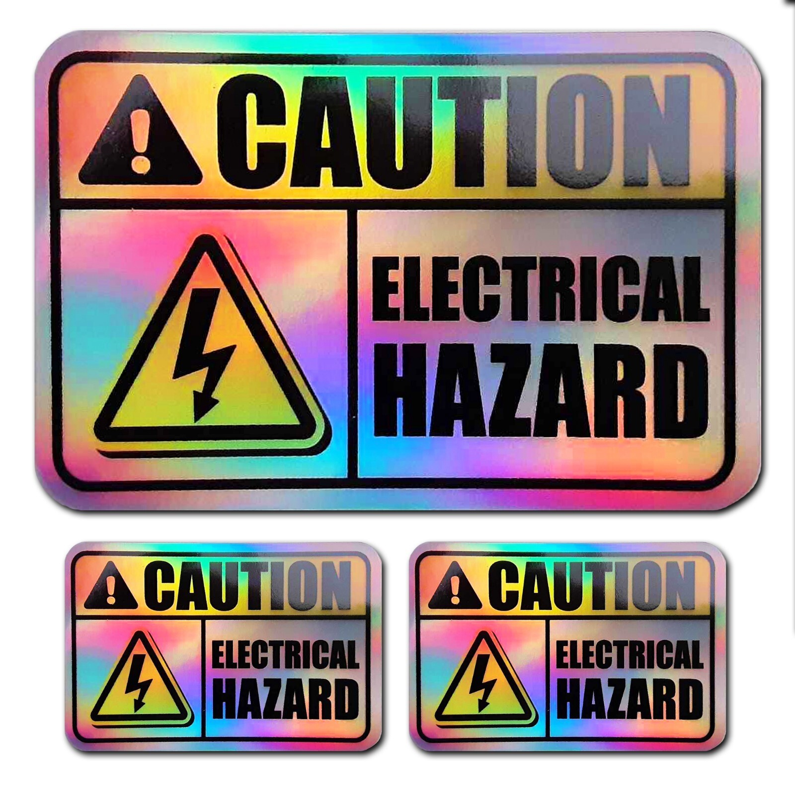 Electrical Hazard Sticker Holographic Caution safety warning voltage shock 3pk