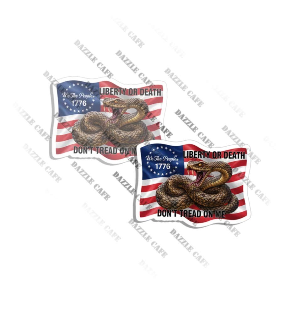 Dont Tread on Me Snake Sticker Red White and Blue Flag Decal Made in USA 2 PACK