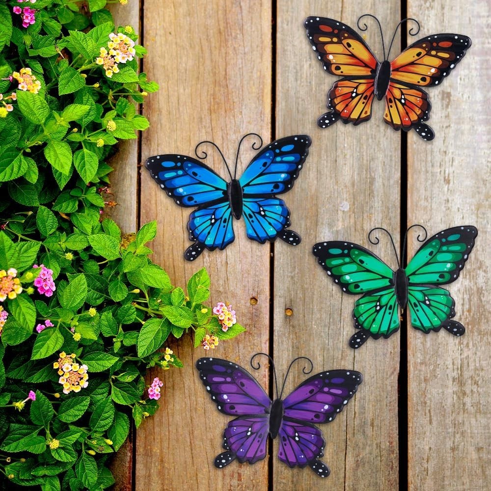 Hand-Painted Metal Butterfly Wall Decorations for Vibrant Spring Beauty Outdoors