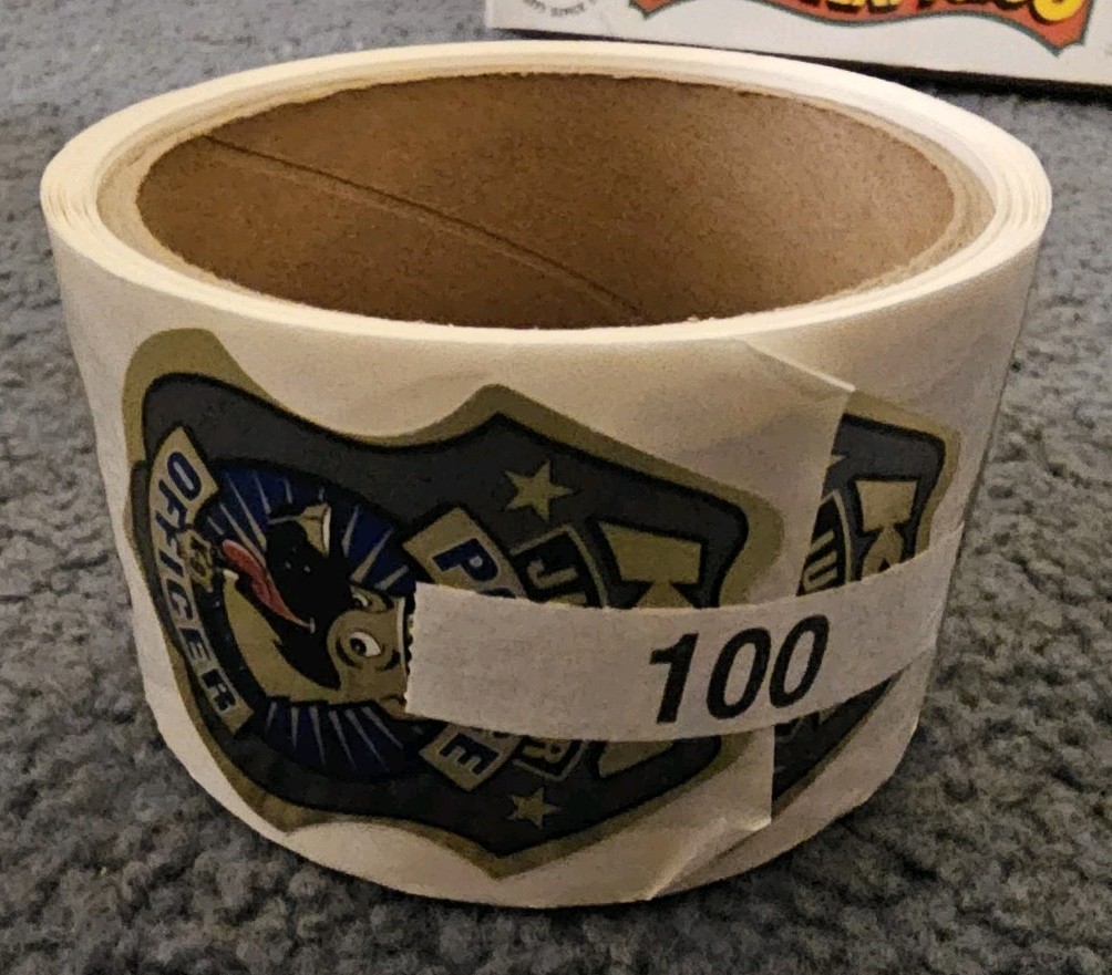 K9 Dog Unit Jr. Police Officer Foil Die Cut Badge Sticker ROLL/100 High Quality