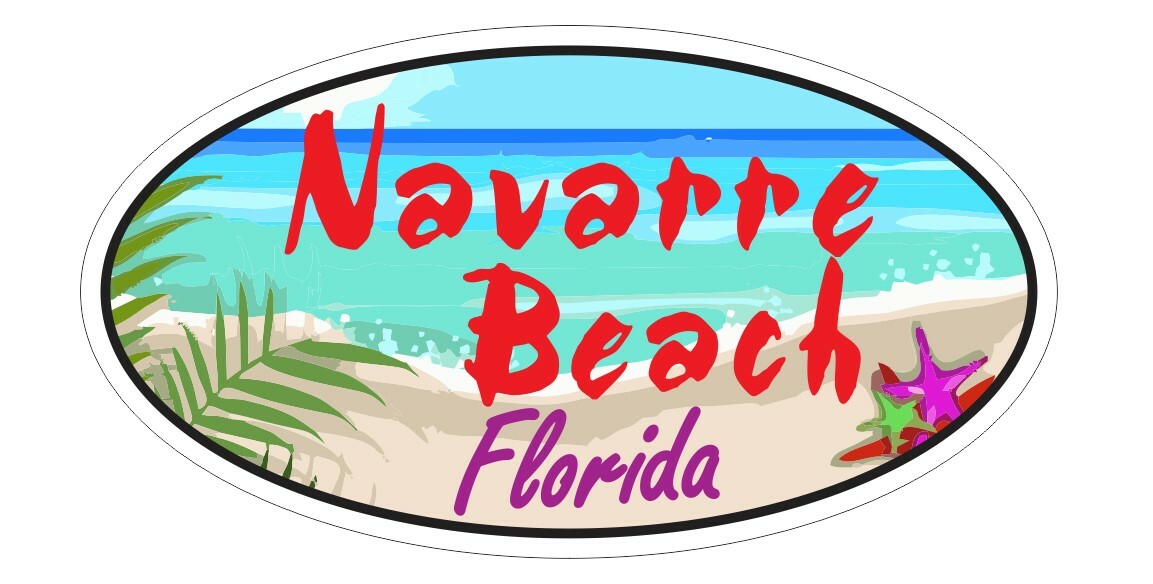 Navarre Beach Oval Bumper Sticker or Helmet Sticker D7191 Florida