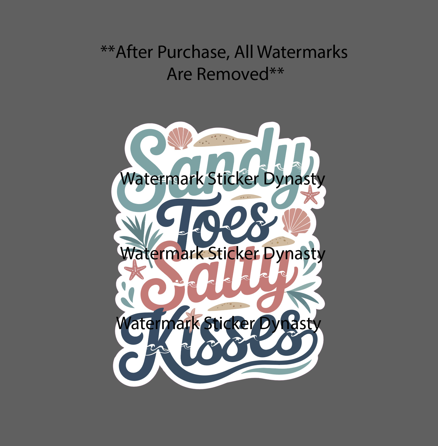 Sandy Toes Salty Kisses Sticker Waterproof Decal Beach Ocean Travel Gift NEW
