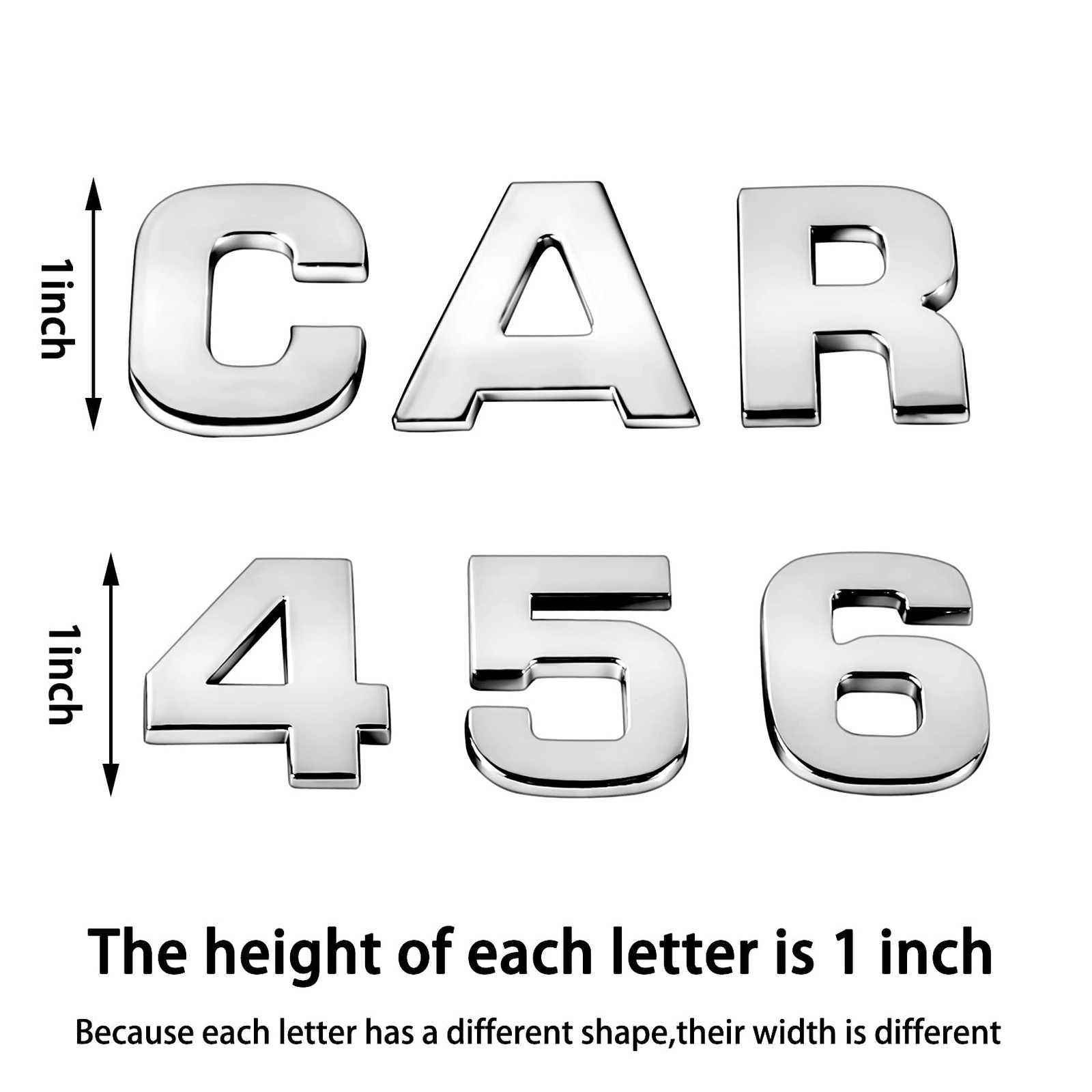 43Pcs Car Emblem Letters Sticker DIY 3D Chrome Number Symbol Badge Decal New