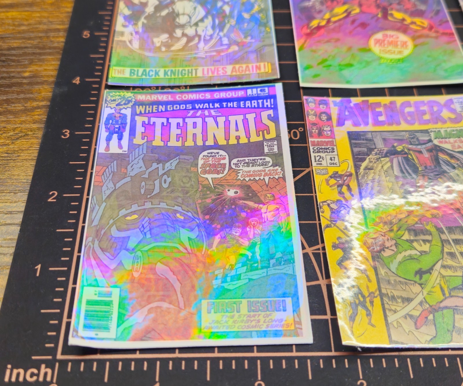 8 Retro comic book Holographic laminated vinyl stickers