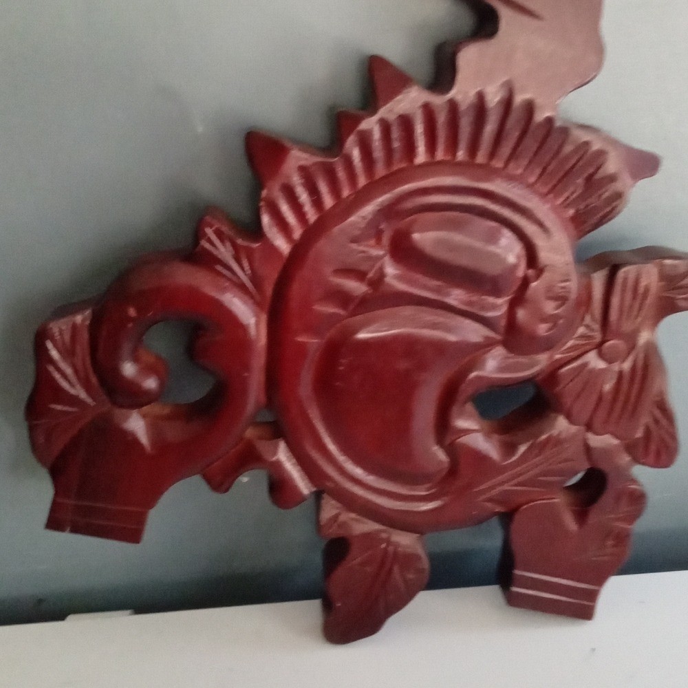 Vintage Wooden Sun Moon Carving Wall Art Handcrafted Decor