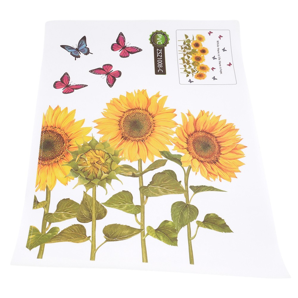 Fashionable Removable Sunflower Wall Sticker Flower Decor Waterproof Decals