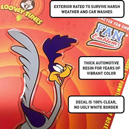 Fan Emblems Road Runner Car Decal, Classic Looney Tunes Character (Automotive Do